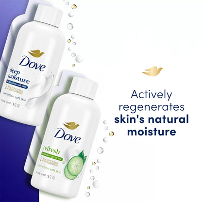 Dove Travel Body Wash Set, Deep Moisture & Refresh, 3 Oz Ea Dove