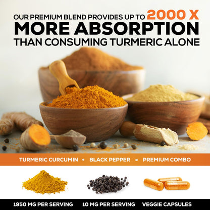Turmeric Curcumin Supplement - 95% Curcuminoids with Organic Turmeric & BioPerine Black Pepper for Best Absorption - Daily Joint & Immune Health Support Nature's Nutrition