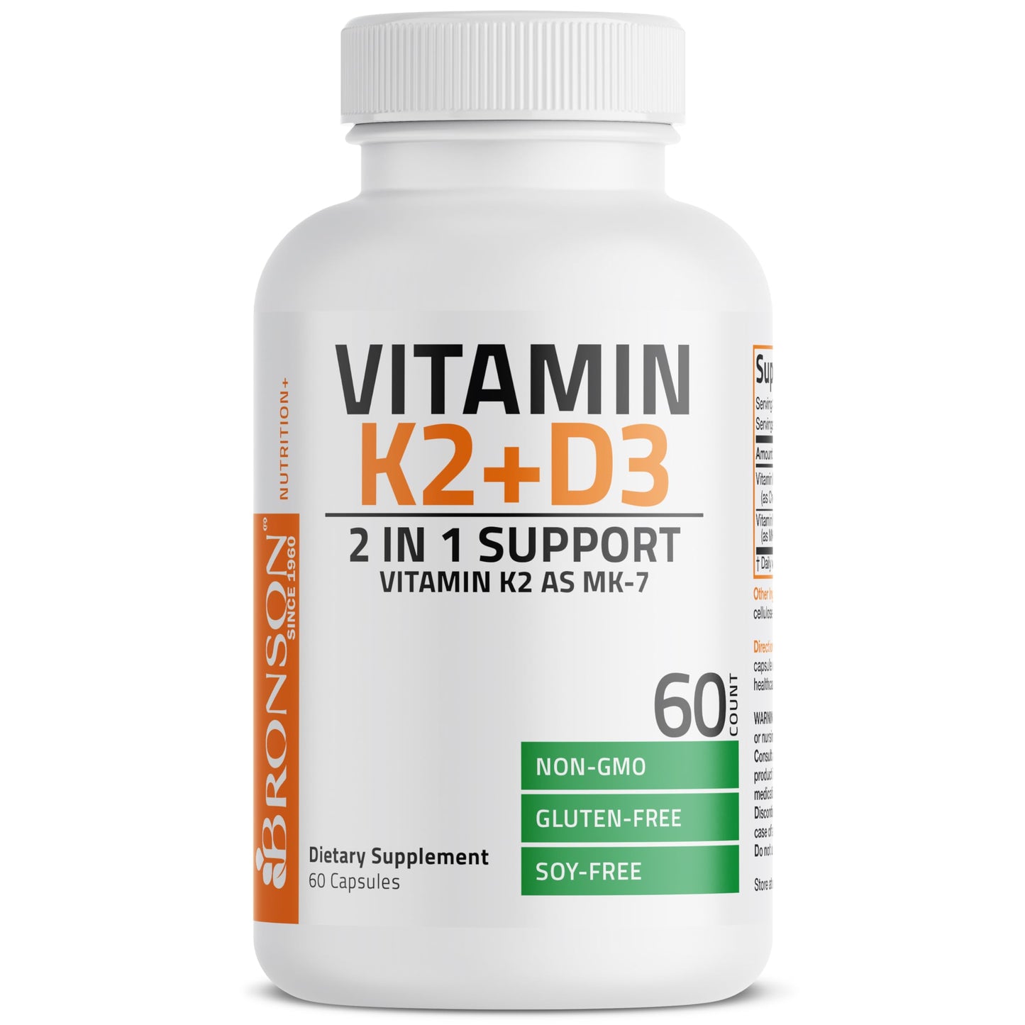 Bronson Vitamin K2 D3 (MK7) Supplement Non-GMO Formula Vitamin D3 5000IU (125 mcg) & 90 mcg K2 MK-7 Bronson