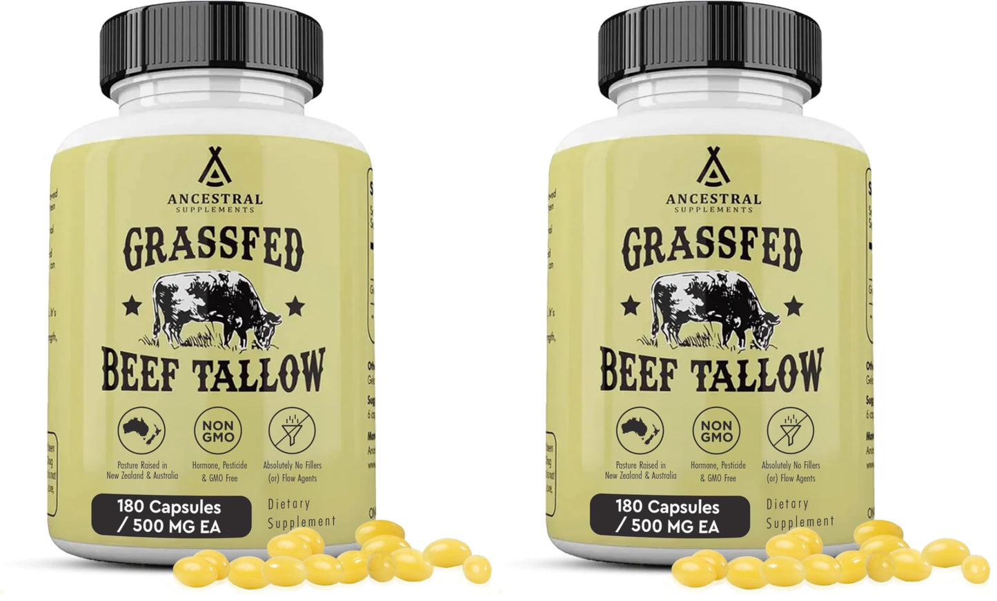 Ancestral Supplements Grass Fed Beef Kidney Supplement, 3000mg, DAO Enzyme Supplement, Kidney Support for Urinary and Histamine Health, Selenium, B12, Non GMO, 180 Capsules