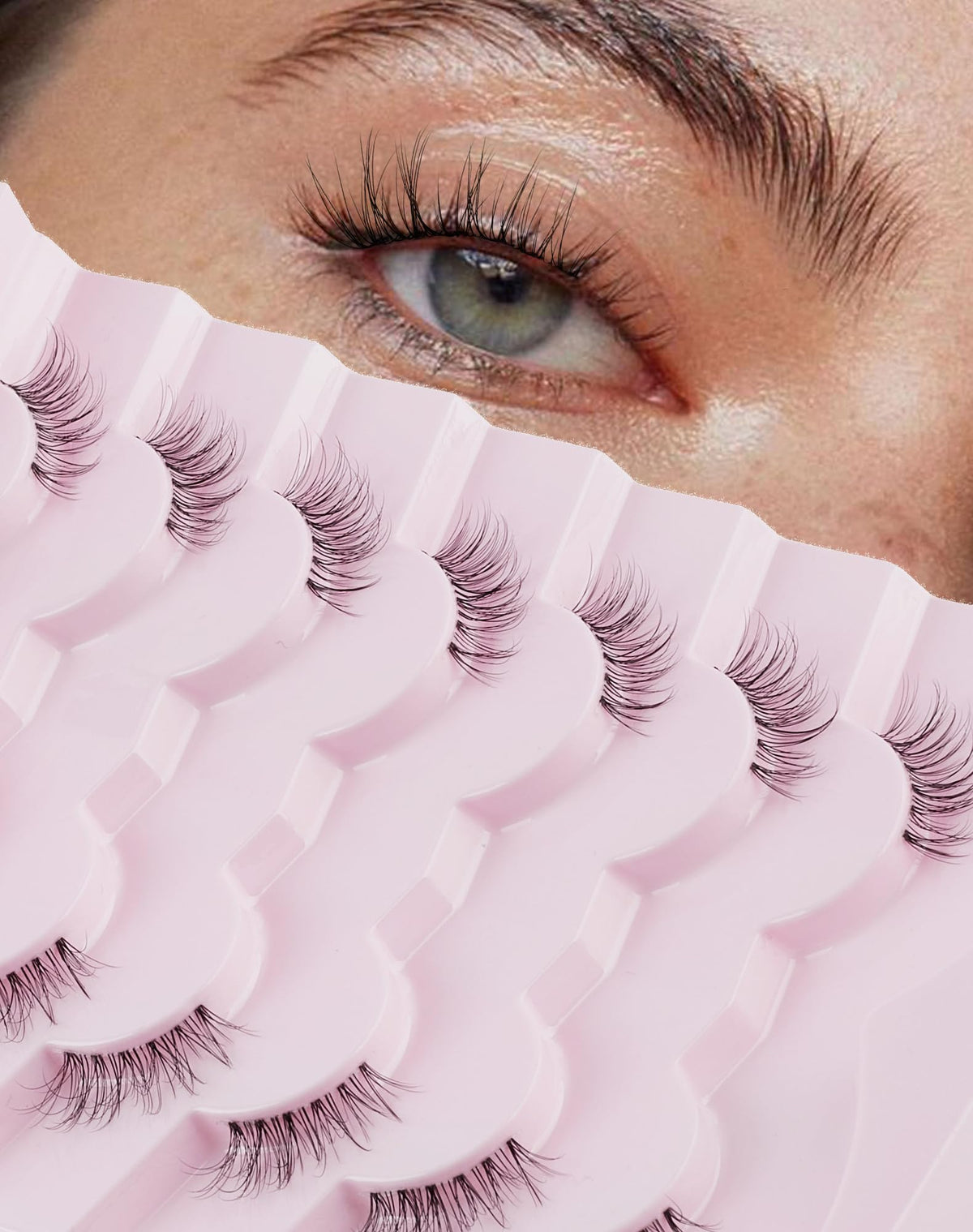Easeful Half Lashes Natural Corner Eyelashes Wispy Natural Look Clear Band 3/4 Lashes Half-01 Easeful