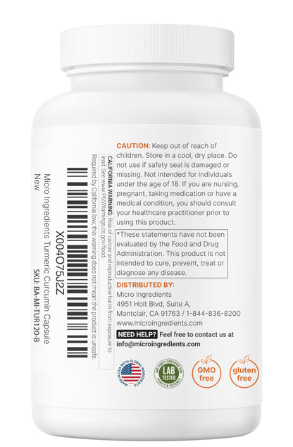 Micro Ingredients Pure Turmeric Curcumin Supplement 1,000mg – 95% Curcuminoids with Black Pepper & Ginger – High Absorption for Joint & Antioxidant Support Micro Ingredients