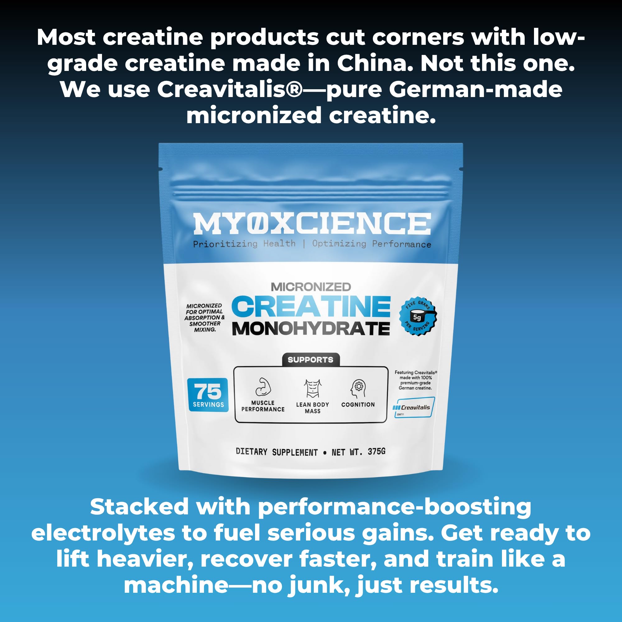 MYOXCIENCE Micronized Creavitalis Creatine | The World’s Purest Micronized Form of Creatine Monohydrate | Supports Muscle Performance, Lean Body Mass, & Cognition | 75 Servings MYOXCIENCE buy australia supplements