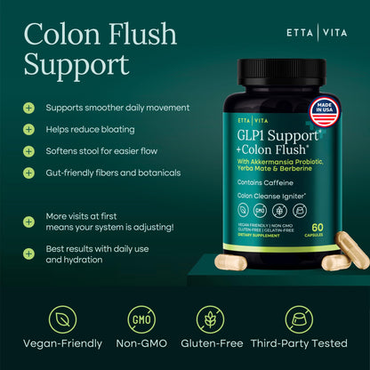 Colon Cleanse + Supplement Weight Loss & Energy - Appetite Suppressant & Fat Burner for women and men with Berberine, Yerba Mate, Psyllium Husk, Senna Leaf Etta Vita