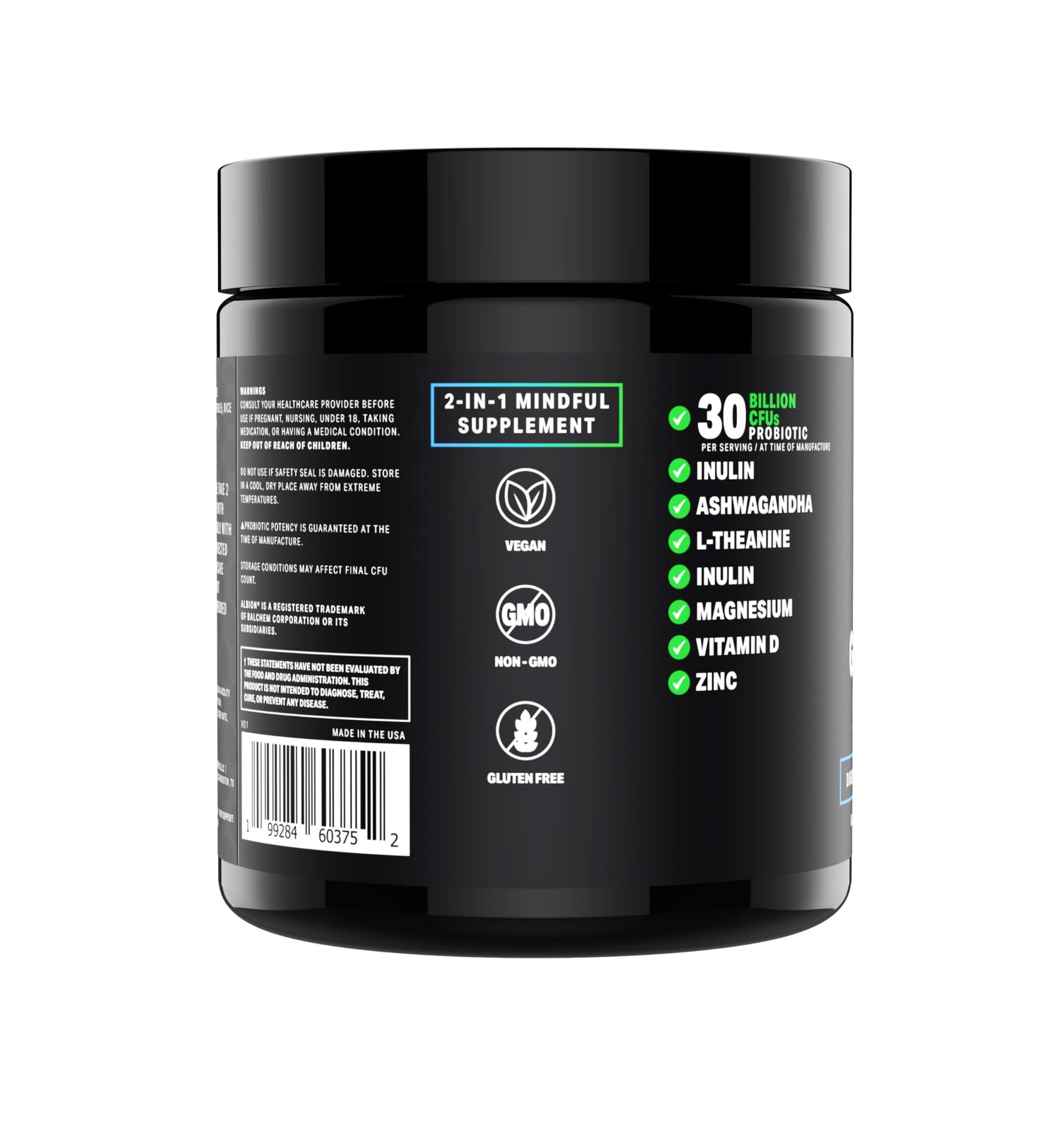 Gut-Brain Synergy Probiotic & Nootropic – 30Billion CFU Psychobiotic + Prebiotic with Ashwagandha, L-Theanine & Zinc for Gut Health, Mood Support, Stress Relief, Bloating Relief & Brain Focus & Memory COREHEALTH
