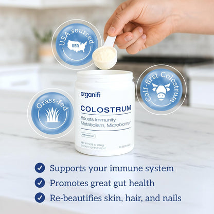 Organifi Bovine Colostrum Powder - Grass-Fed, USA-Sourced Colostrum Supplement for Gut Health, Immune Support and Recovery Gsupps Australia