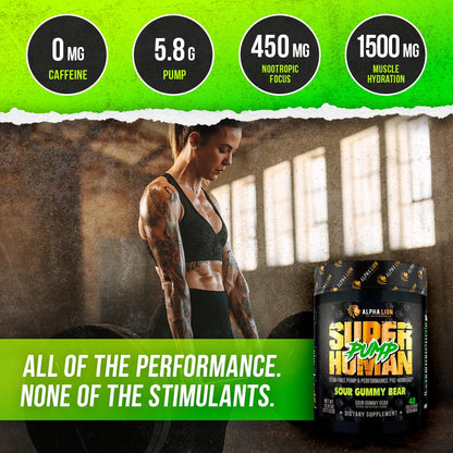 ALPHA LION Superhuman Pump Pre Workout Powder, Nootropic Caffeine & Stim Free Preworkout Supplement, Nitric Oxide Booster, Muscle Gainer, Energy & Focus (42 Servings, Mango Veiniac Flavor)