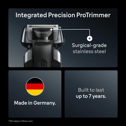 Braun Series 8 Electric Razor for Men, with 4+1 Shaving Elements & Precision Long Hair Trimmer, Close & Gentle Even on Dense Beards, Wet & Dry Electric Razor with 60min Runtime, 8517s Galvano Silver Gsupps Australia