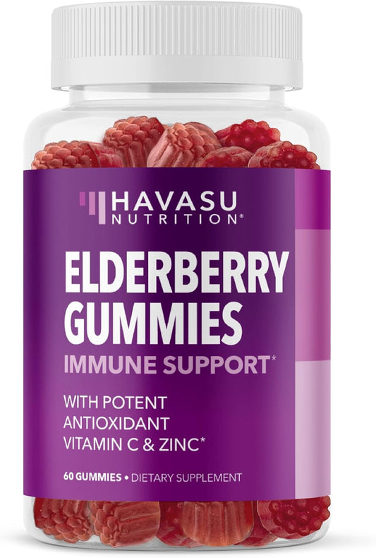 Sambucus Elderberry Gummies with Vitamin C & Zinc, Berry, 30 Servings | Vegan, Non-GMO, Gluten Free Elderberry Gummies, 100mg Extract Per Serving for Immune Support and Wellness Defense, 60 Count Gsupps Australia