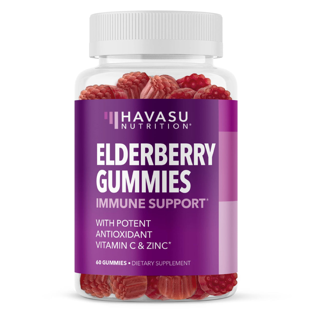 Sambucus Elderberry Gummies for Adults - Immune Support Supplement with Vitamin C and Zinc - Enhanced Formula for Daily Defense - 60 Count HAVASU NUTRITION