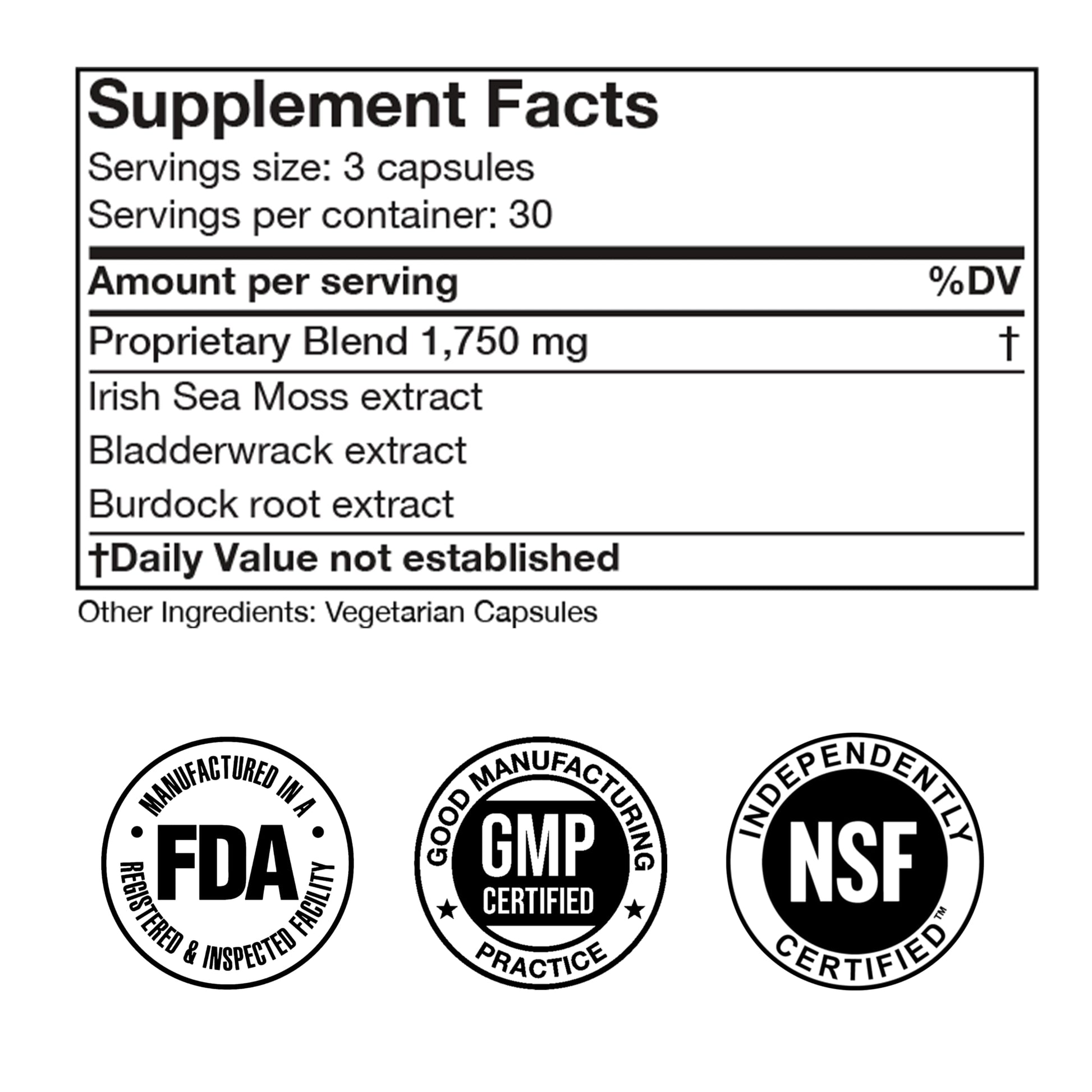 Irish Sea Moss Advanced Supplement Capsules 1500mg, Ultra Potent Seamoss Advanced with Bladderwrack & Burdock Root, Made in FDA-Registered, NSF-Certified Facility, Overall Health Support, 90 Capsules Doctor Morse's buy australia supplements