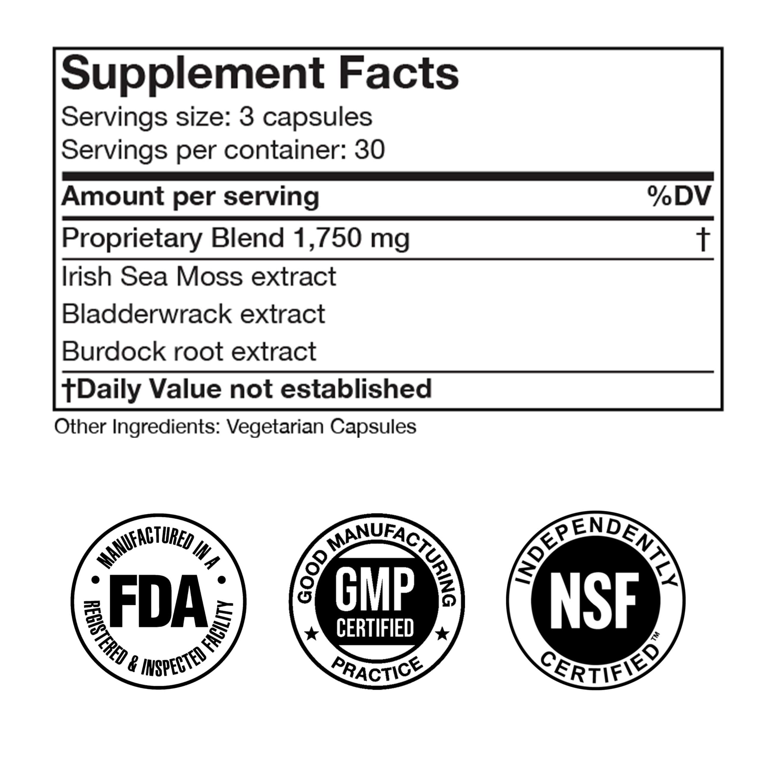 Irish Sea Moss Advanced Supplement Capsules 1500mg, Ultra Potent Seamoss Advanced with Bladderwrack & Burdock Root, Made in FDA-Registered, NSF-Certified Facility, Overall Health Support, 90 Capsules Doctor Morse's buy australia supplements