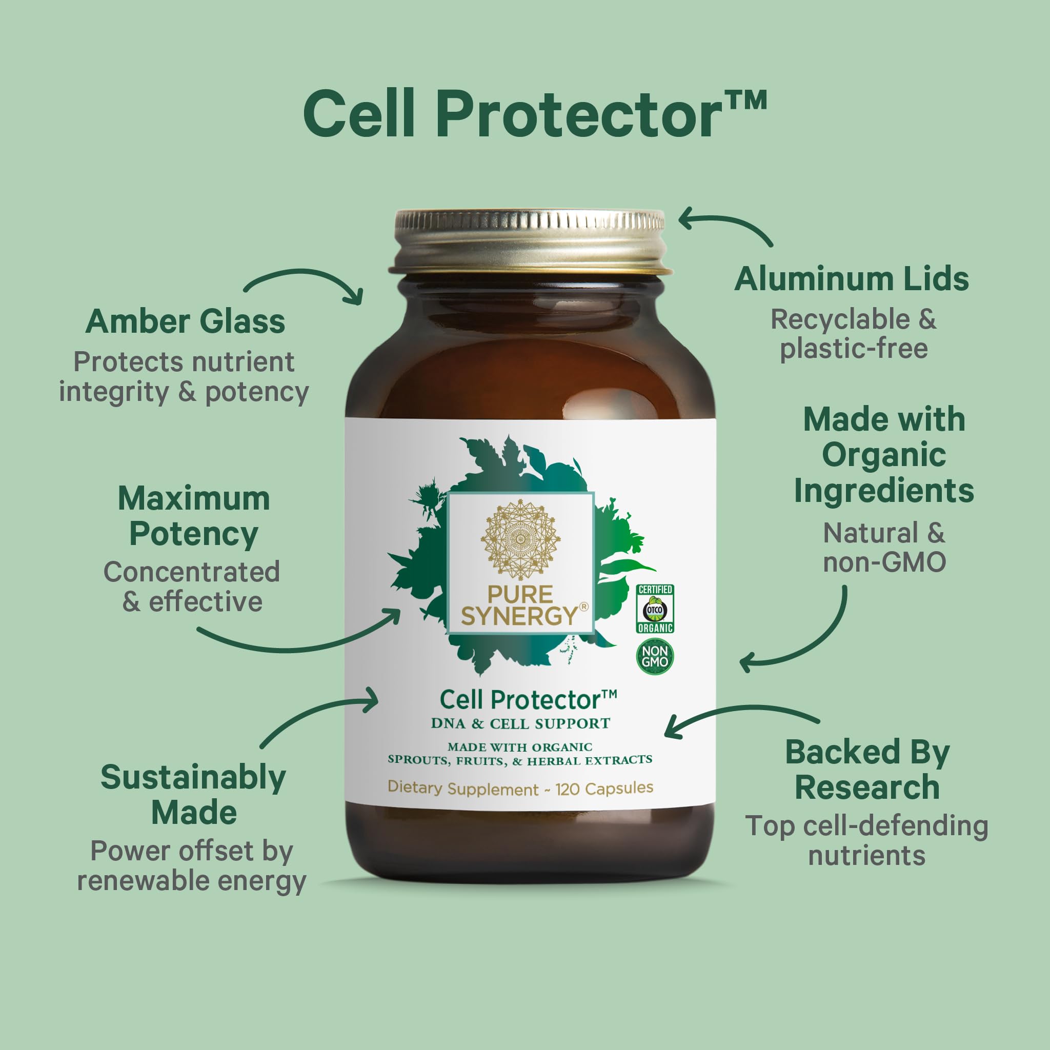 PURE SYNERGY Cell Protector | Cellular Health Supplement | Cell and Immune Support with Selenium and Organic Cruciferous Vegetables | for Healthy Aging & Detoxification (120 Capsules) PURE SYNERGY buy australia supplements