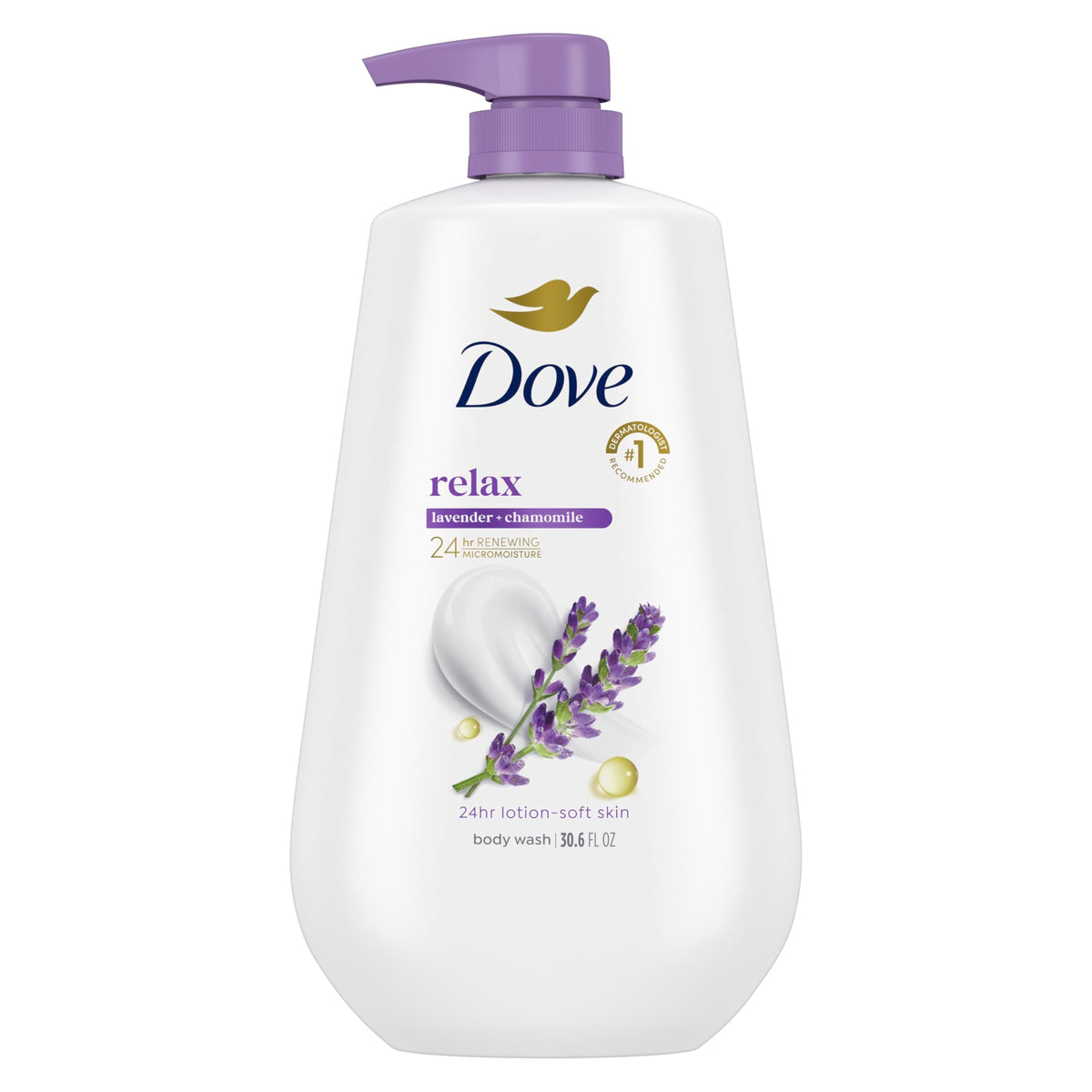 Dove Body Wash Relax Lavender Oil & Chamomile 30.6 oz Pump, Sulfate Free Dove