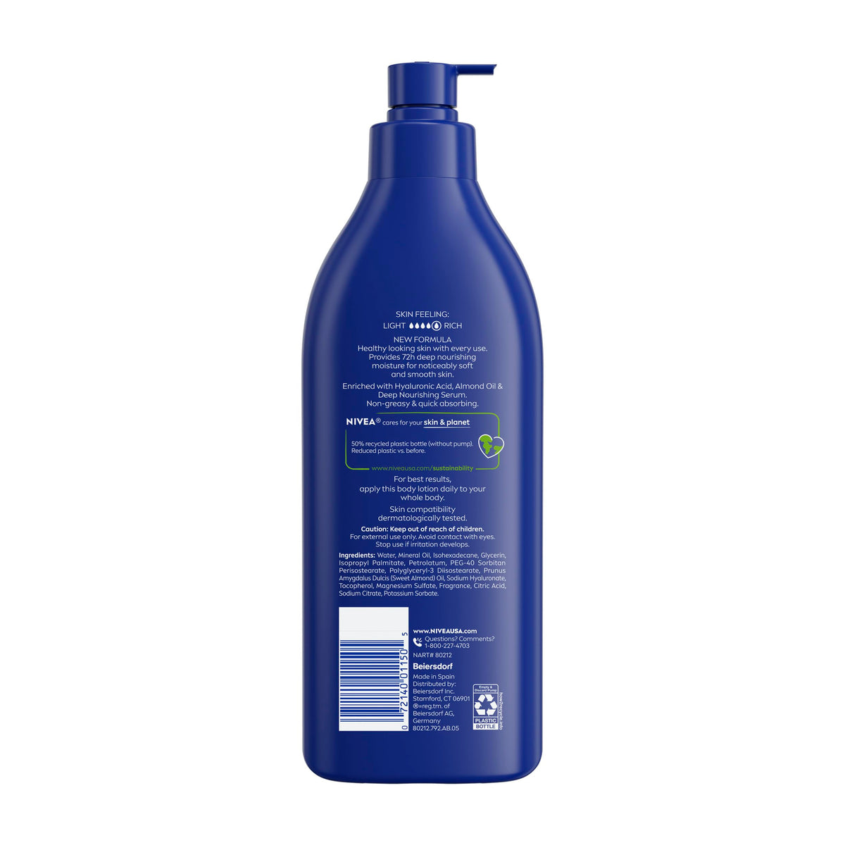 NIVEA Essentially Enriched Body Lotion, Very Dry Skin, Almond Oil, 16.9 Oz NIVEA