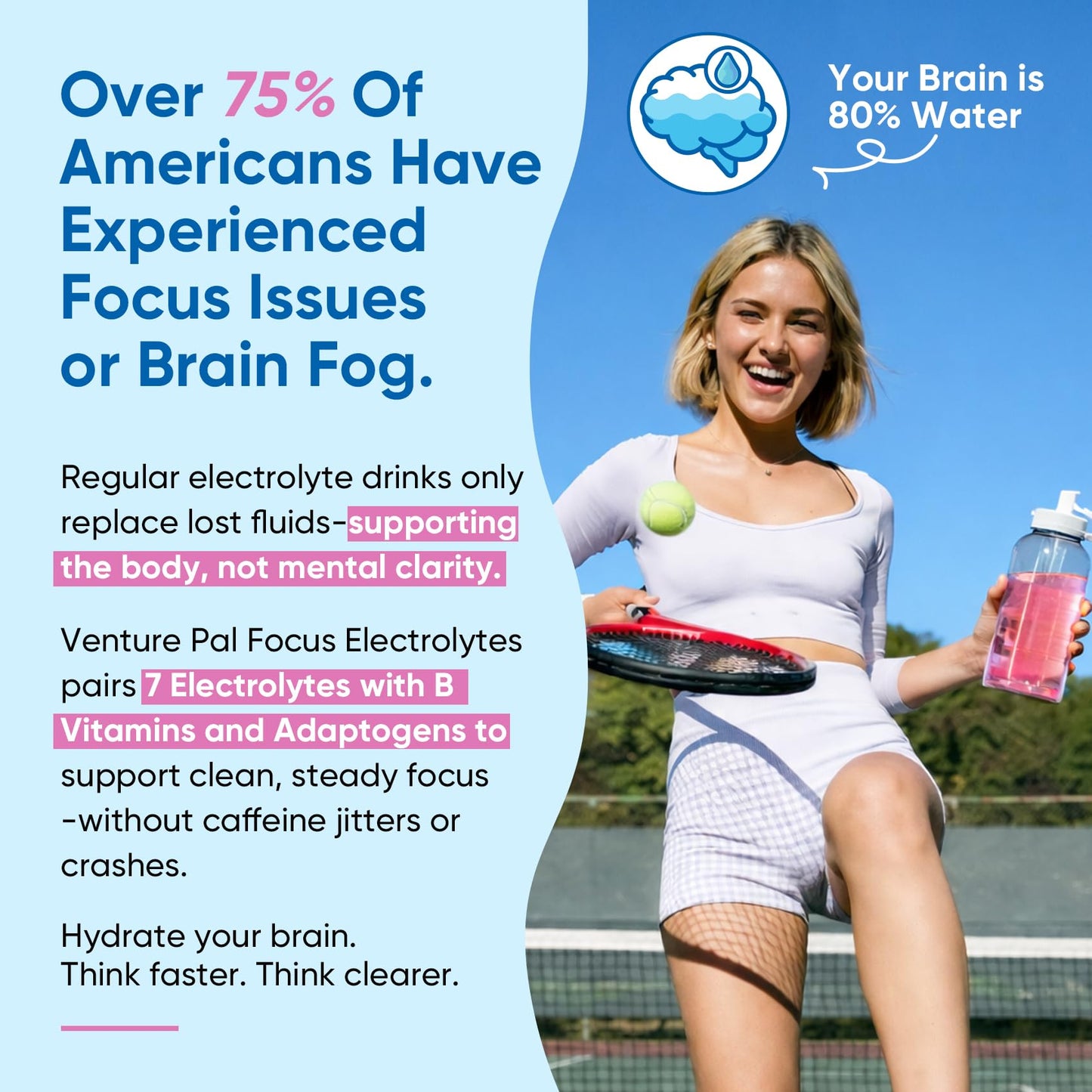 Venture Pal 2-in-1 Hydration Packets + Focus Support Electrolytes Powder, 7 Electrolytes + Vitamins, Magnesium, Lion's Mane & L-Theanine Venture Pal