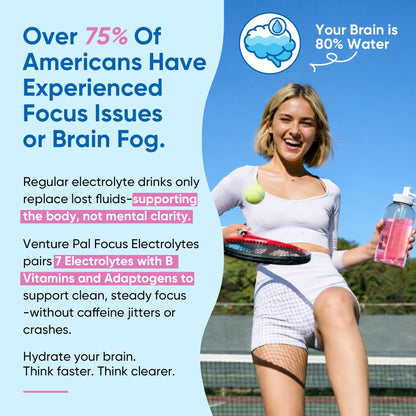Venture Pal 2-in-1 Hydration Packets + Focus Support Electrolytes Powder, 7 Electrolytes + Vitamins, Magnesium, Lion's Mane & L-Theanine Venture Pal