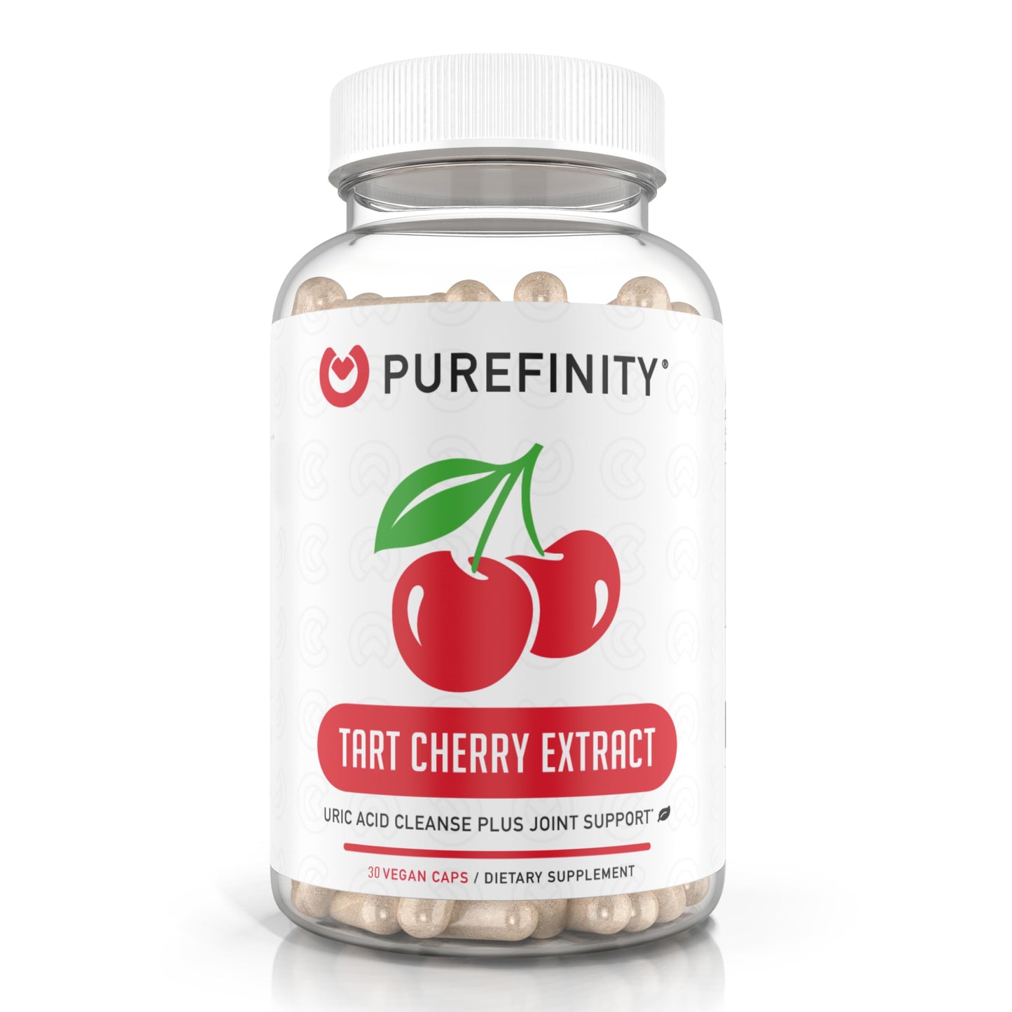 PUREFINITY Tart Cherry Capsules – Uric Acid Flush & Cleanse to Support Joint & Muscle Comfort with Raw Tart Cherry Extract, Non-GMO, Gluten Free, Vegan – 180 Count (6 Month Supply)