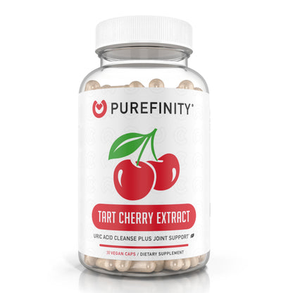 PUREFINITY Tart Cherry Capsules – Uric Acid Flush & Cleanse to Support Joint & Muscle Comfort with Raw Tart Cherry Extract, Non-GMO, Gluten Free, Vegan – 180 Count (6 Month Supply)