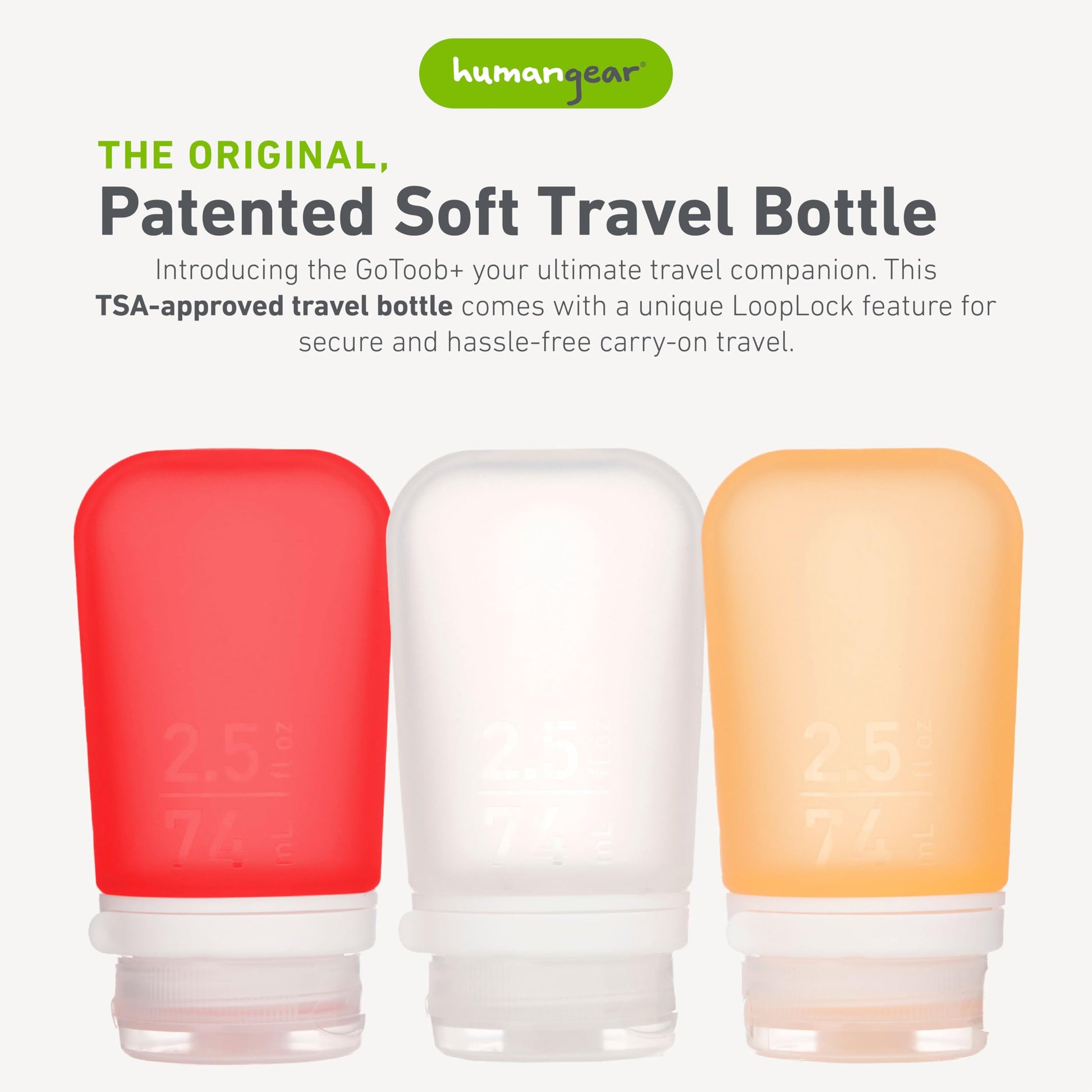 humangear GoToob+ 3-Pack, Large (3.4 fl oz), Clear/Purple/Teal | Refillable & Leak-Proof Silicone Travel Size Bottles with Locking Cap for Toiletries, Camping & TSA Carry-On Gsupps Australia