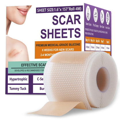 Silicone Scar Sheets,Silicone Scar Tape,Silicone Scar Removal Strips for Surgical,C-Section,Tummy Tuck,Keloid Scars Psecici