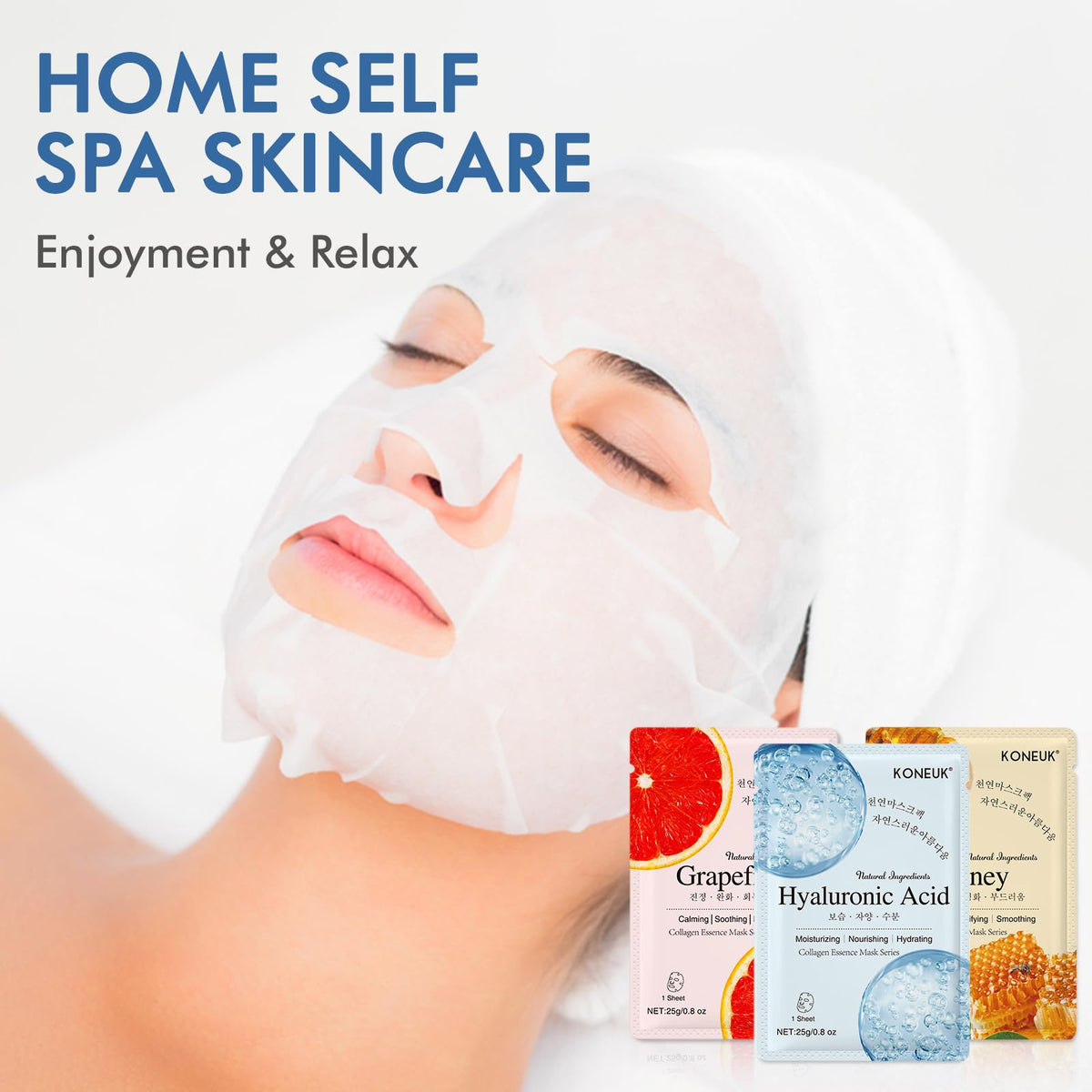 9 Pack Collagen Face Masks Skincare for Women, Hydrating Sheet Face Masks KONEUK