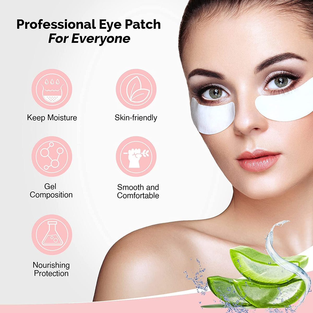 100 Pairs GreenLife Natural Hydrogel Eye Gel Pads - Collagen and Aloe Vera Patches for Under Eyes - Eyelash Extension Kit GreenLife