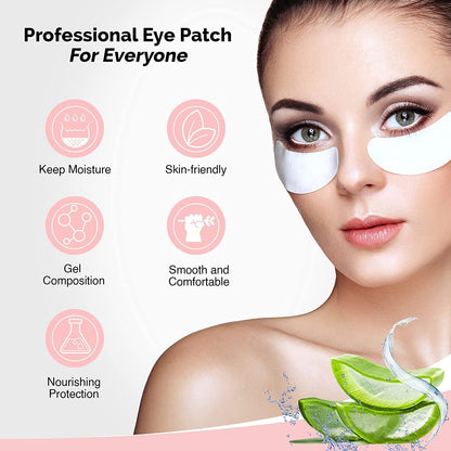 100 Pairs GreenLife Natural Hydrogel Eye Gel Pads - Collagen and Aloe Vera Patches for Under Eyes - Eyelash Extension Kit GreenLife