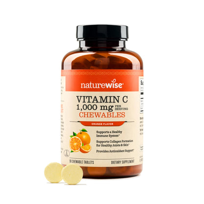 NatureWise Extra Strength Vitamin C Chewable 1000mg for Adults - Natural Orange Flavor - Immune System & Antioxidant Support - Non-GMO NatureWise