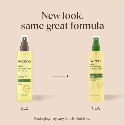 Aveeno Daily Moisturizing Body Oil Mist with Oat Oil and Jojoba Oil for Rough, Dry, Sensitive Skin, Nourishing Body Spray for Smoother, More Even Skin, Paraben- & Silicone-Free, 6.7 fl. oz Aveeno