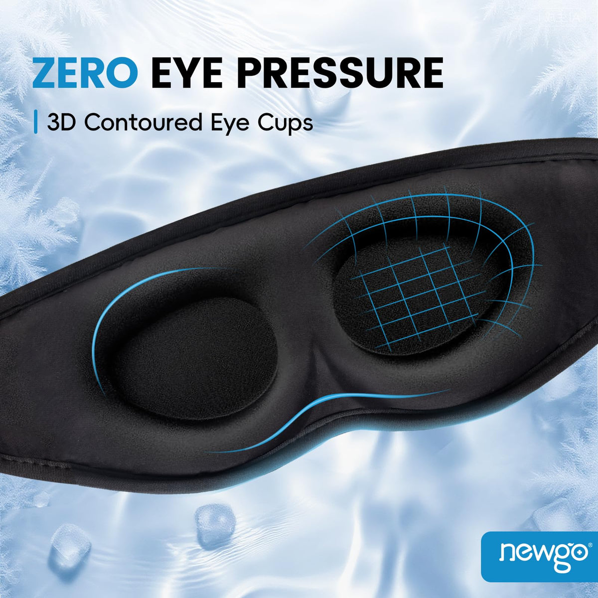 NEWGO 3D Cooling Eye Mask, Weighted Eye Mask for Sleeping, Black NEWGO
