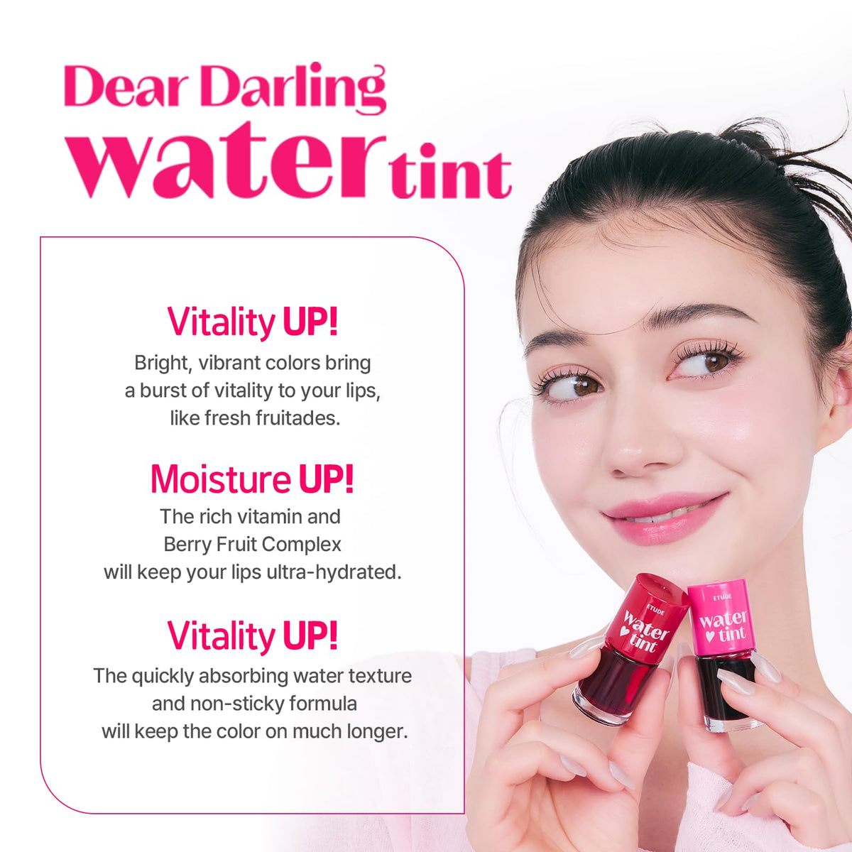 ETUDE Dear Darling Water Tint Lip and Cheek Stain, Cherry Ade, 9g ETUDE