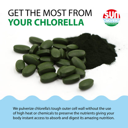 Sun Chlorella 500mg Whole Body Wellness Green Algae Superfood Supplement - Immune Defense, Gut Health, Natural Purification, Energy Boost Sun Chlorella