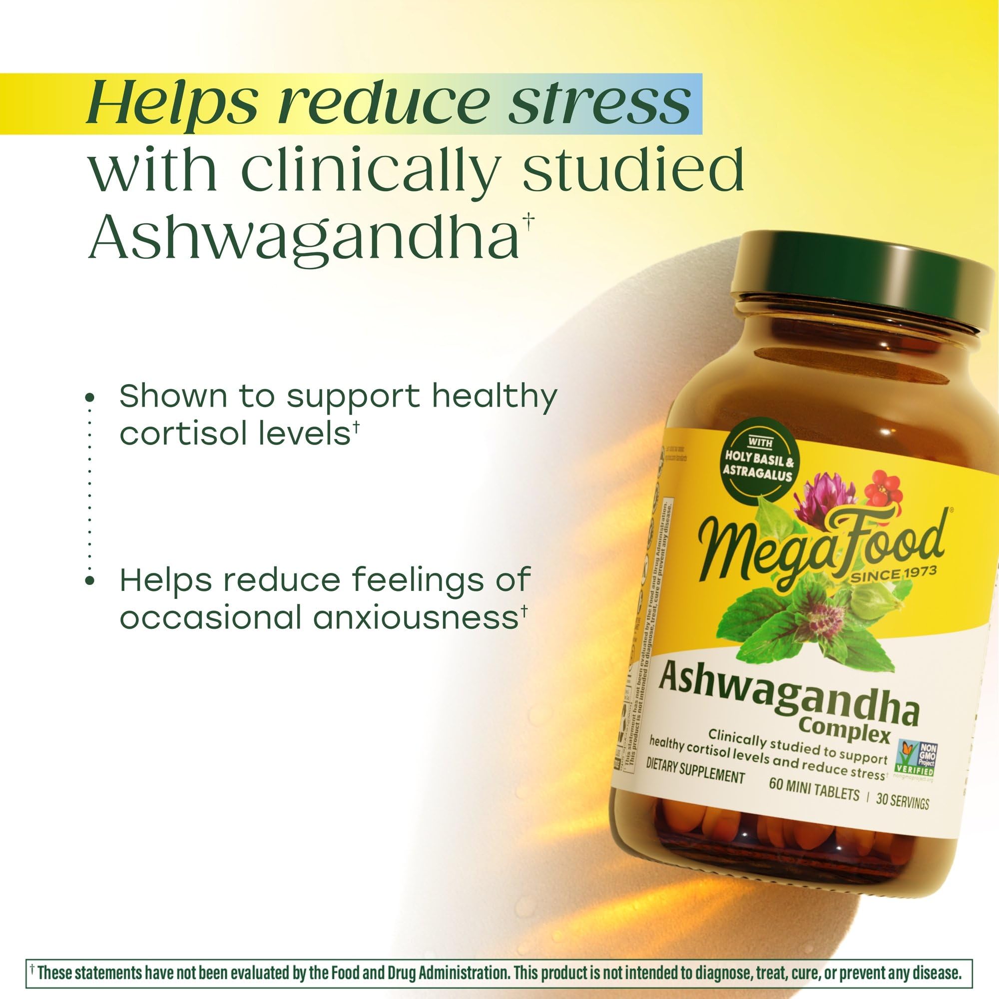 MegaFood Ashwagandha Complex (Formerly Stress Protect) - Ashwagandha Supplements Astragalus Root & Holy Basil - Vegetarian, Gluten Free, Cortisol Supplement - 60 Mini Tablets, 30 Servings MegaFood buy australia supplements