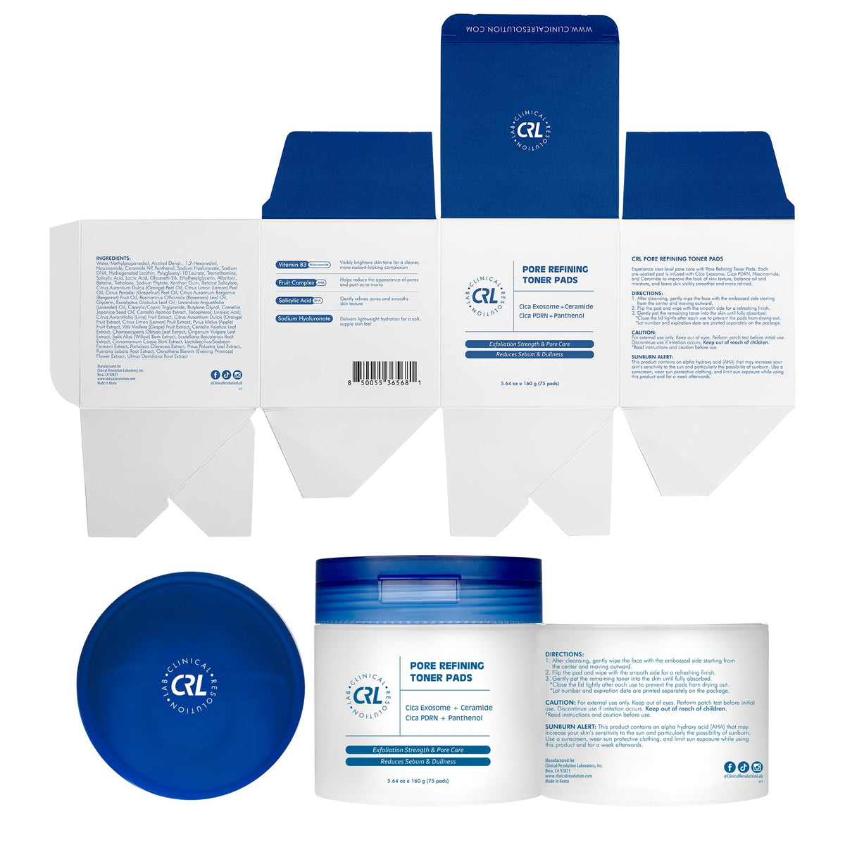 Clinical Resolution Exfoliating Pore Refining Toner Pads for Face, 75 Count Clinical Resolution