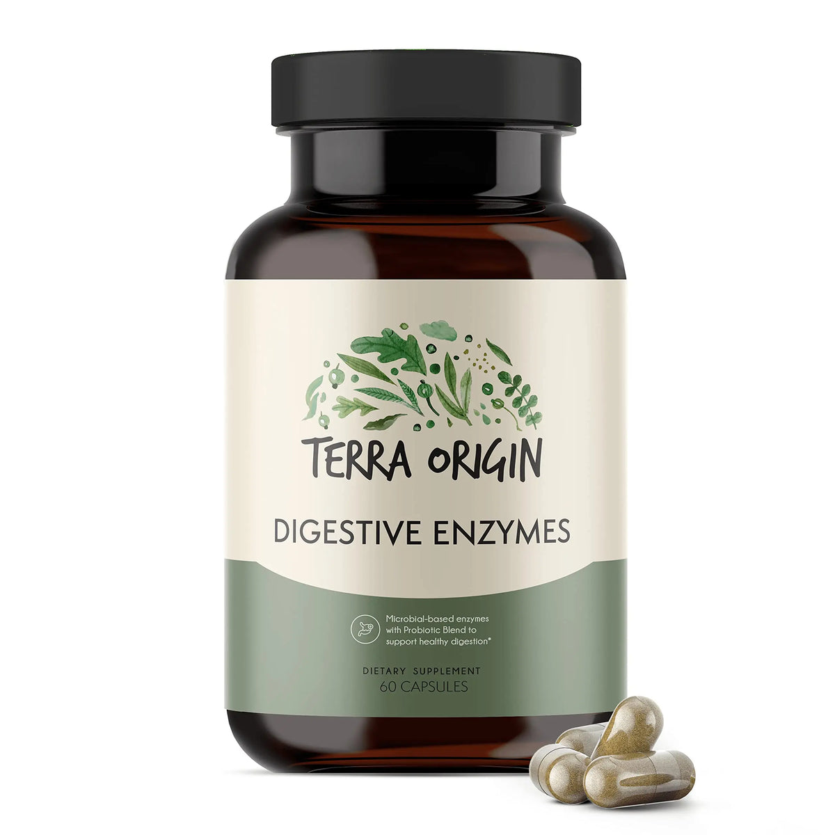 TERRA ORIGIN Digestive Enzymes with Probiotics & Prebiotics | 60 Capsules | Supports Digestive Gut Health | Non GMO, Gluten Free, TERRA ORIGIN
