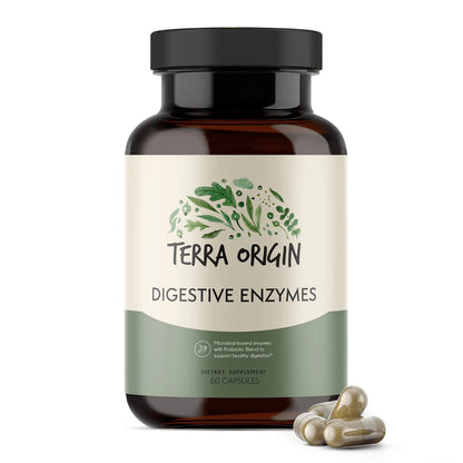 TERRA ORIGIN Digestive Enzymes with Probiotics & Prebiotics | 60 Capsules | Supports Digestive Gut Health | Non GMO, Gluten Free, TERRA ORIGIN