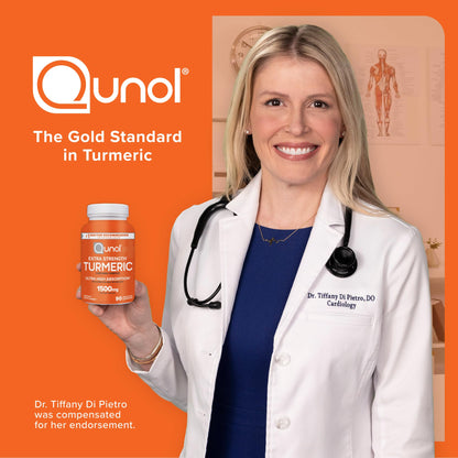Turmeric Curcumin Capsules, Qunol with Ultra High Absorption 1500mg, Joint Support, Dietary Supplement, Extra Strength, 90 Vegetarian Capsules Qunol