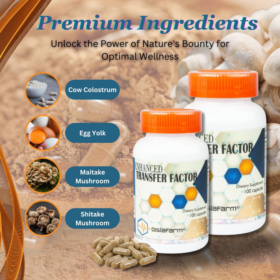 Transfer Factor Enhanced, 100 Natural Capsules, Immune Support - Transfer Factor Multi Immune from Cow Colostrum, Egg Yolk & Special Blend of Mushrooms Dislafarm buy australia supplements