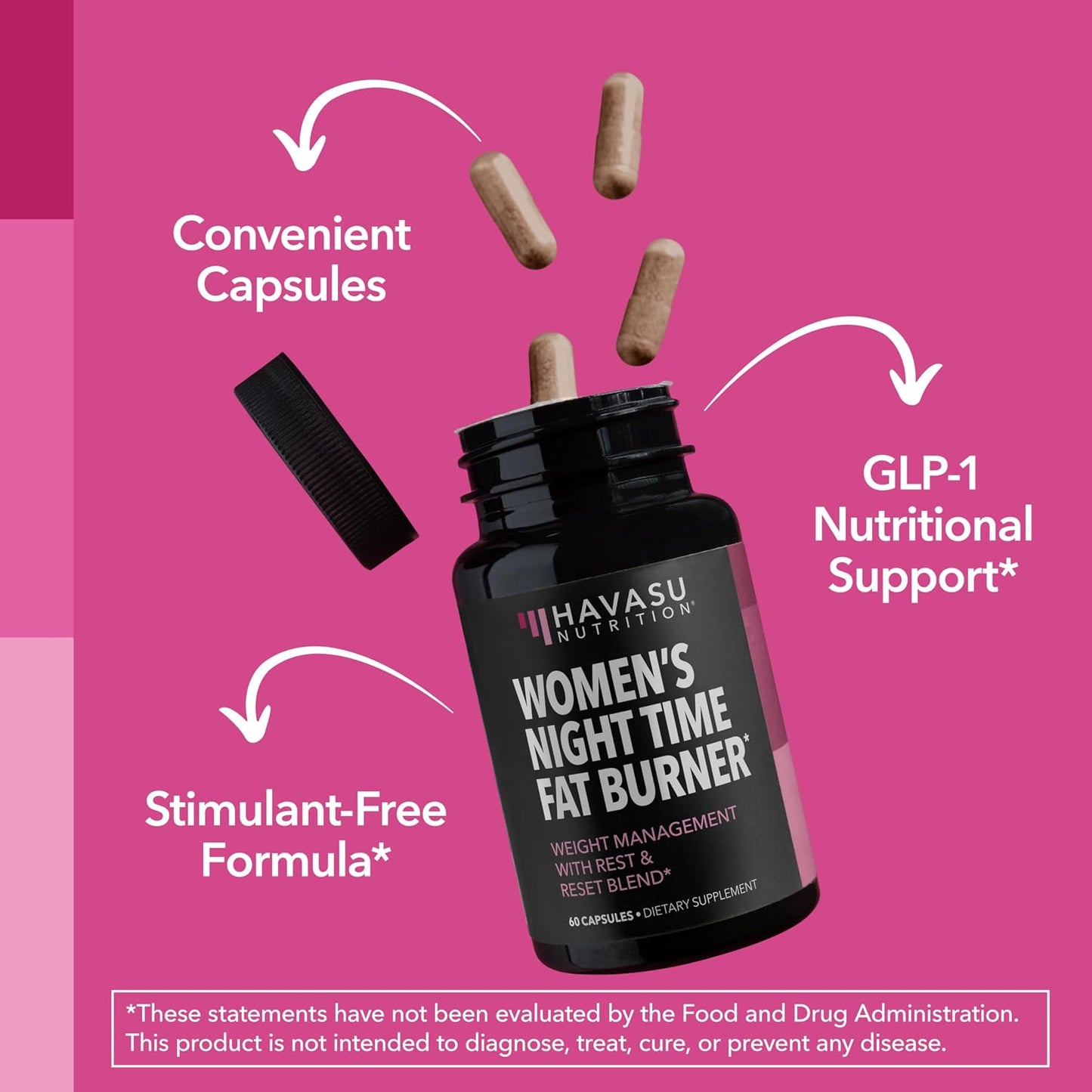 Night Time Fat Burner for Women, Belly Fat & Weight Loss Support, 60 Count | Appetite Suppressant and Overnight Metabolism Booster with Melatonin for Women, Vegan, Gluten Free, 60 Servings Gsupps Australia