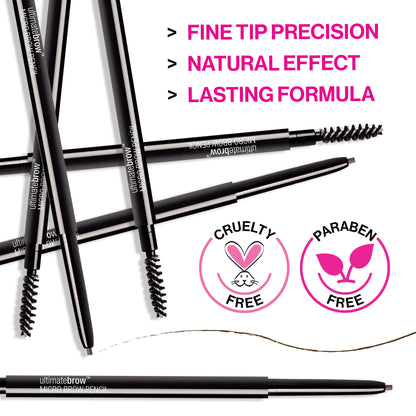 wet n wild Ultimate Brow Micro Eyebrow Retractable Pencil, Dark Brown, Ultra Fine 1.5mm Tip, Draws Tiny Brow Hairs wet n wild