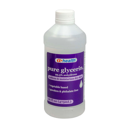 A+Health Pure Glycerin, 16 Fl Ounces, Softens and Moisturizes Dry Skin A+Health