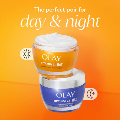 Olay, Vitamin C MAX Face Moisturizer, Brightening Cream for Women, Hydrating, Evens Tone, Dark Spot and Hyperpigmentation Reduction, Glowing Skin Care - Niaciniamide, Peptides, 1.7 Ounce Olay
