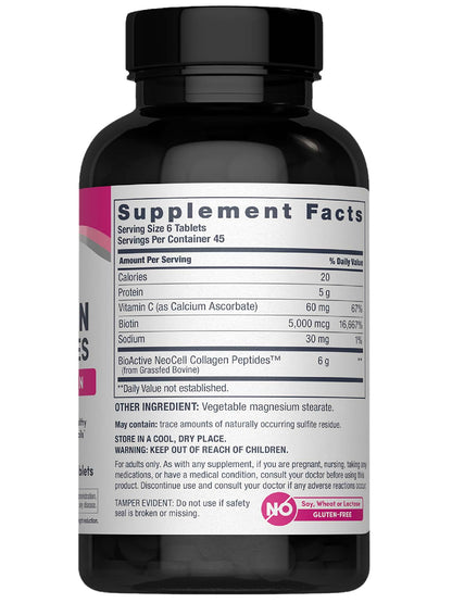 NeoCell Collagen Peptides Pills | 270 Caplets | with Vitamin C and Biotin | Grass Fed Bovine | Hair, Skin, & Nails | for Women and Men NeoCell