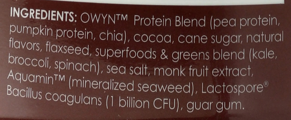 OWYN Only What You Need Plant-Based Protein Powder, Dark Chocolate, 1.17 lbs OWYN Only What You Need