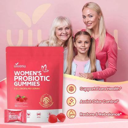 VivoNu Viginal Probiotics for Women, Women Probiotic Gummies, Feminine Balance Gummies, Prebiotic Gummy, Cranberry Probiotics for Woman Vaginigal Health, Yeast Ph Balance| 60 Gummies VivoNu
