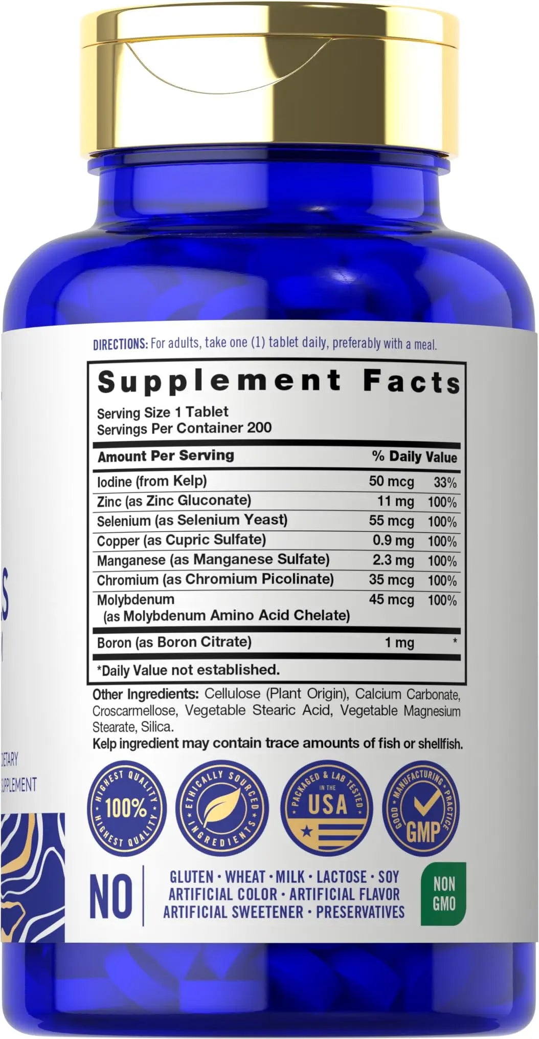 Carlyle Trace Minerals | 200 Tablets | Full Spectrum Supplement | Non-GMO & Gluten Free Complex | by Vital Trace Carlyle