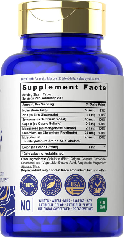 Carlyle Trace Minerals | 200 Tablets | Full Spectrum Supplement | Non-GMO & Gluten Free Complex | by Vital Trace Carlyle