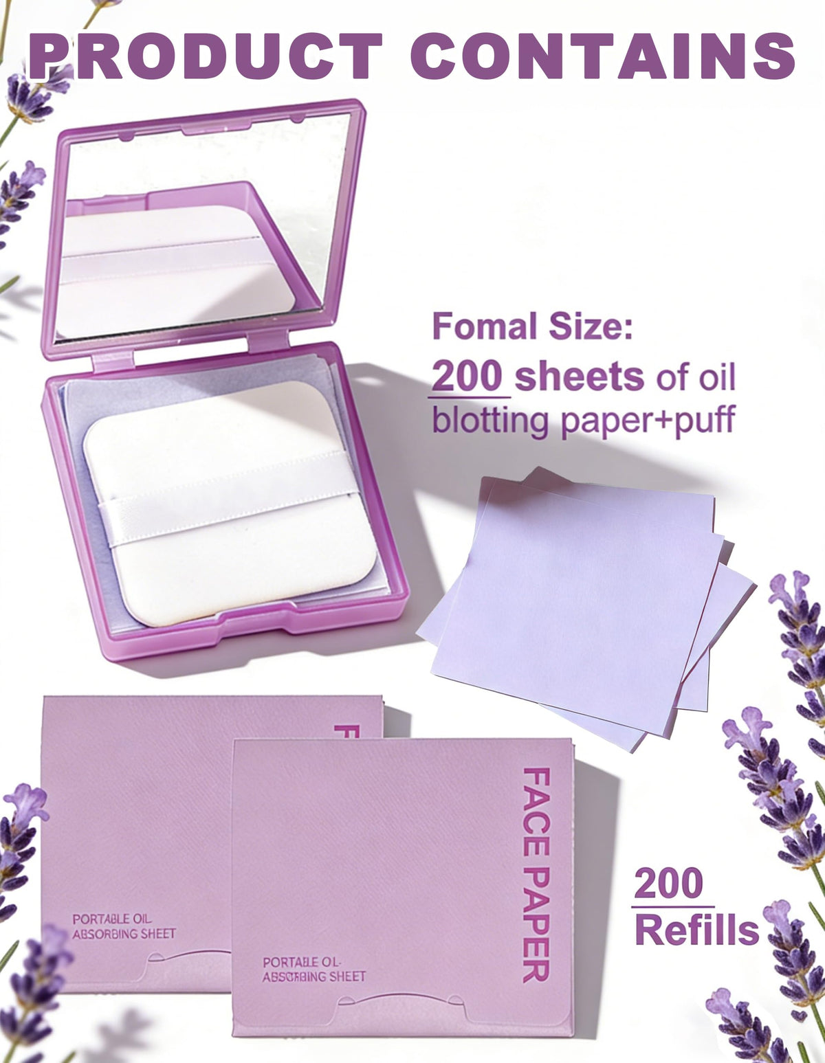 300PCS lavender Oil Blotting Papers for Face - Controls Shine, Saves Makeup Okerker