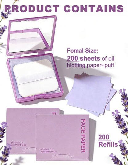 300PCS lavender Oil Blotting Papers for Face - Controls Shine, Saves Makeup Okerker